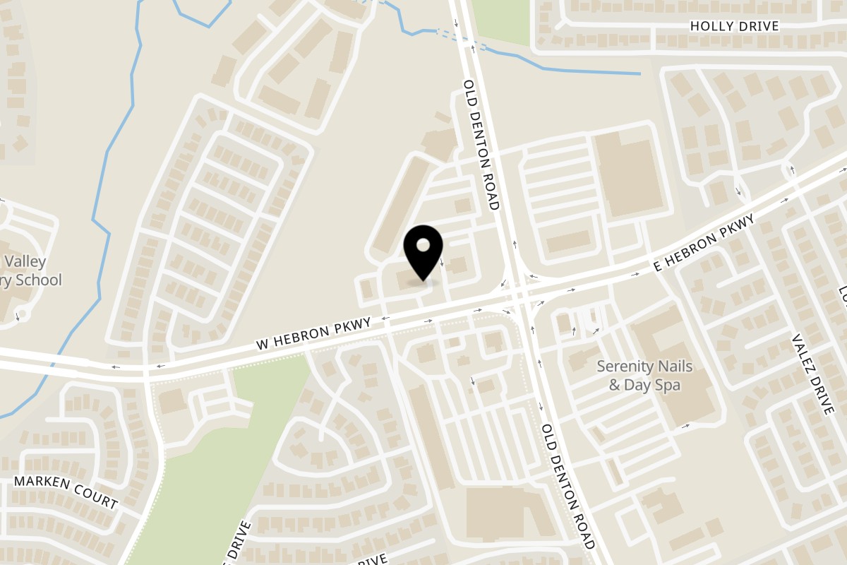 Map showing the location of New York Pizza and Pints Carrollton on 1008 W Hebron Pkwy Ste 100 in Carrollton